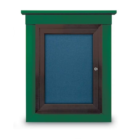 United Visual Products 60"x48" 2-Door Enclosed Letterboard, Green Felt/Walnut UV2626O-WALNUT-GREEN